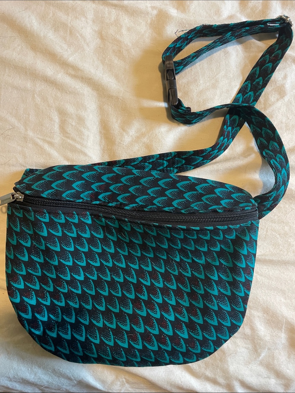 Teal Patterned Crossbody Bag - Women's Shoulder Bag
